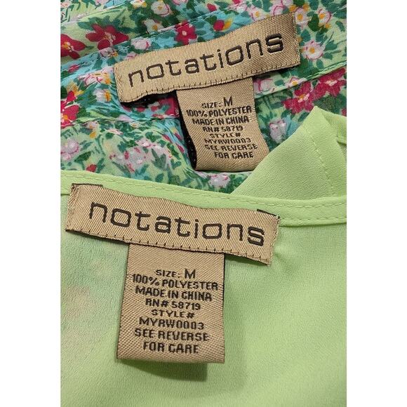 Notations Blouse Tank Top Set Floral Print Sheer Green Misses Size M New - Picture 10 of 12
